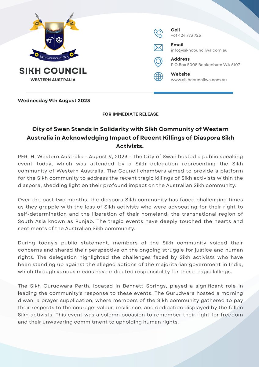 Sikh Council of Western Australia tweet media