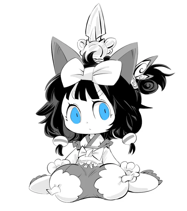 ミタマちゃんモノクロ色付け