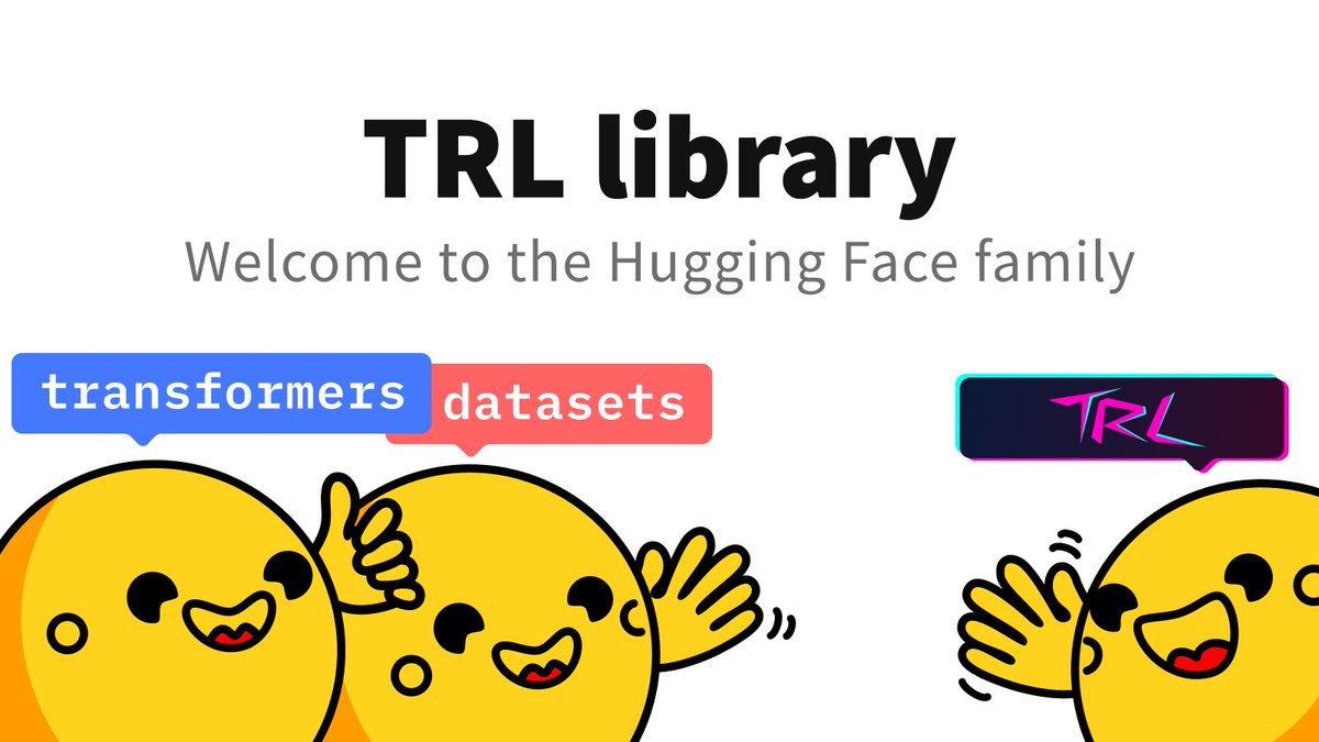 TRL 🤗 Hugging Face Excited to announce that we're doubling down on our efforts to democratize RLHF and reinforcement learning with TRL, new addition to the @huggingface family, developed and led by team member @lvwerra 🎉🎉 Train your first RLHF model 👉github.com/huggingface/trl