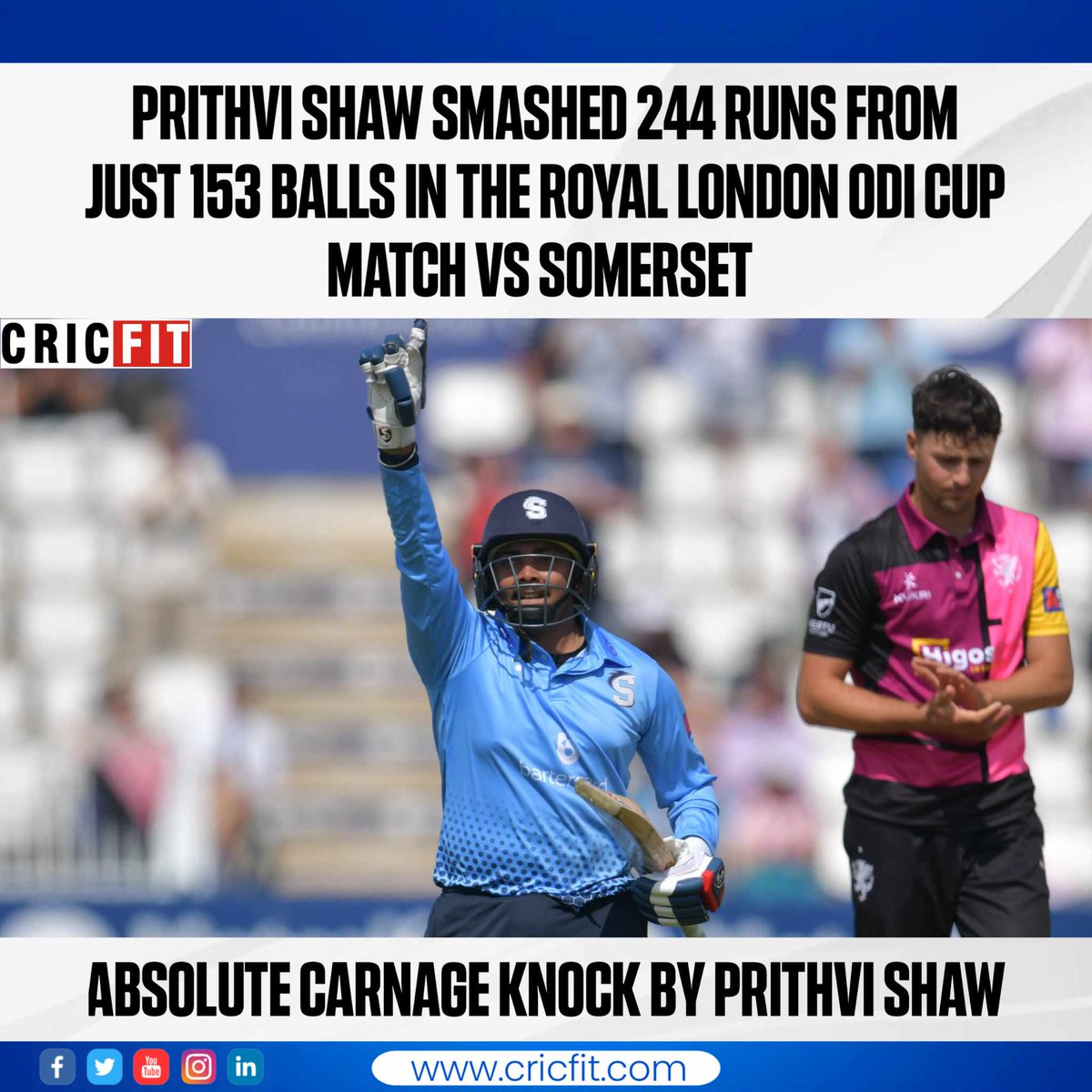 CricFit's tweet photo. Top knock by Prithvi Shaw! 🔥
#CricketTwitter #PrithviShaw #RLODC https://t.co/bD8HUrdhF2