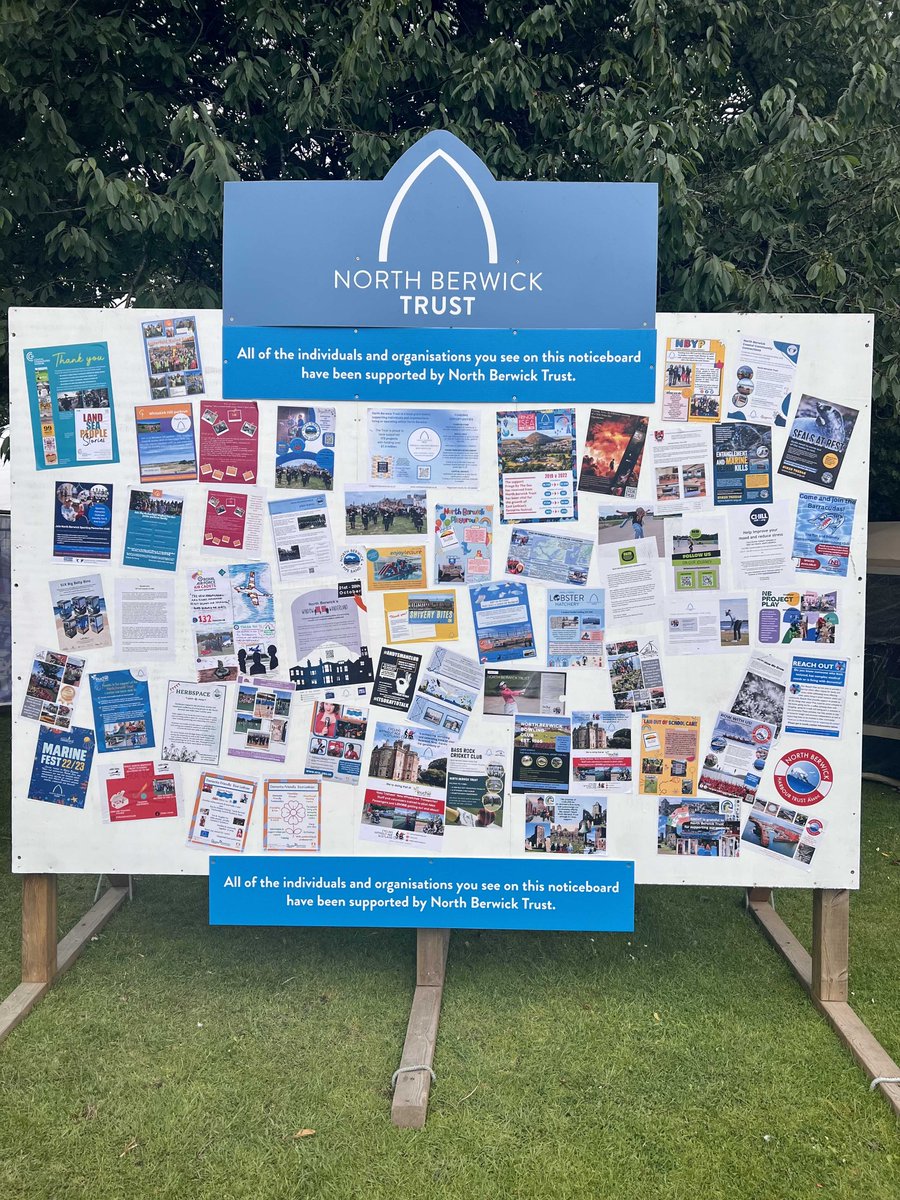 On this board are the people/organisations who have received support from @NBTrust and tomorrow at 10.15am they will be outlining the Trust's vision and plans for the future, inviting some of the beneficiaries to talk about their work. Attendance is free: fringebythesea.com/north-berwick-…