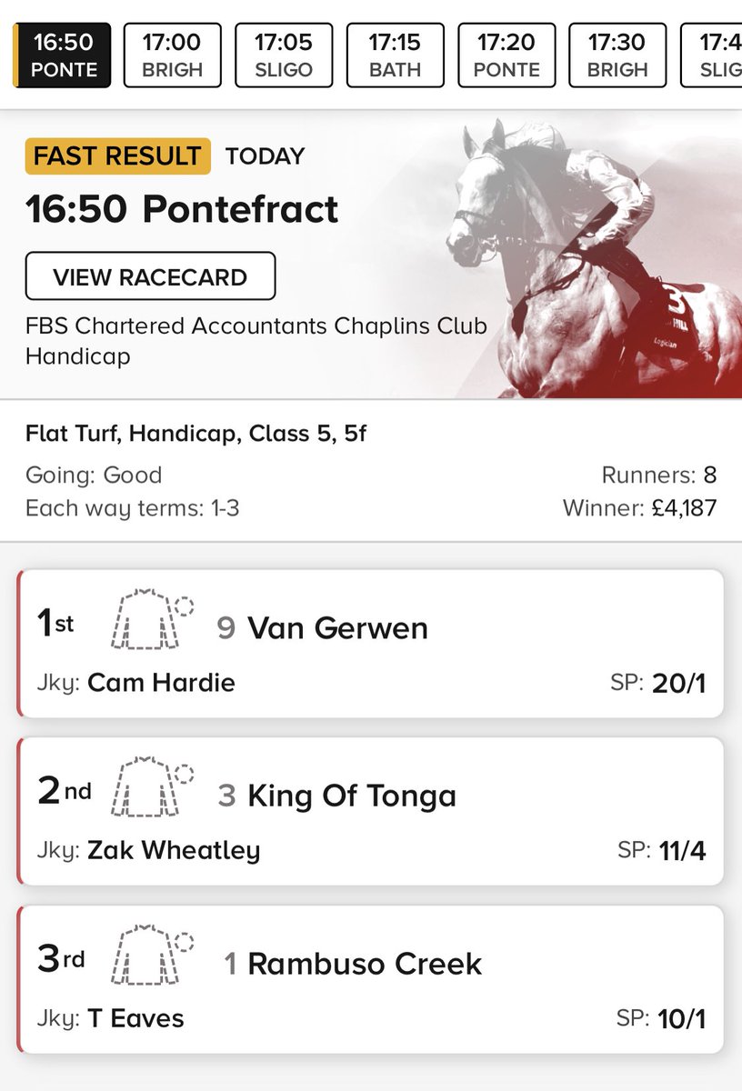 RacingGav's tweet image. VAN GERWEN drifts out to 20/1 but breaks well and makes all, as expected! 🥇🏆

Our 0.5pt Each Way at 20/1 SP returns 13pts! 💰

I went in at 18’s (no BOG for me), doubled up at 20’s and even had 2pt win at 5’s in-play, that’ll do! 😮‍💨🤩

#HorseRacingTips #BookieBashing