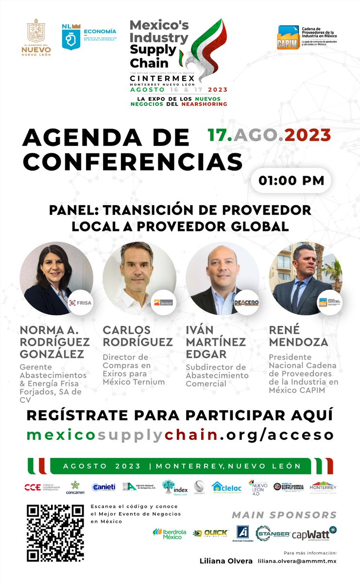 AMMMTOFICIAL's tweet photo. La AMMMT te invita a asistir a Mexico’s Industry Supply Chain 2023, el #evento que te vincula a los nuevos negocios del #Nearshoring. 

🗓️ 16 y 17 de agosto.
📍 Cintermex, Monterrey

𝑹𝒆𝒈í𝒔𝒕𝒓𝒂𝒕𝒆 𝒂𝒒��𝒊: https://t.co/sp4yCwoxbQ https://t.co/HIQ0M65z96