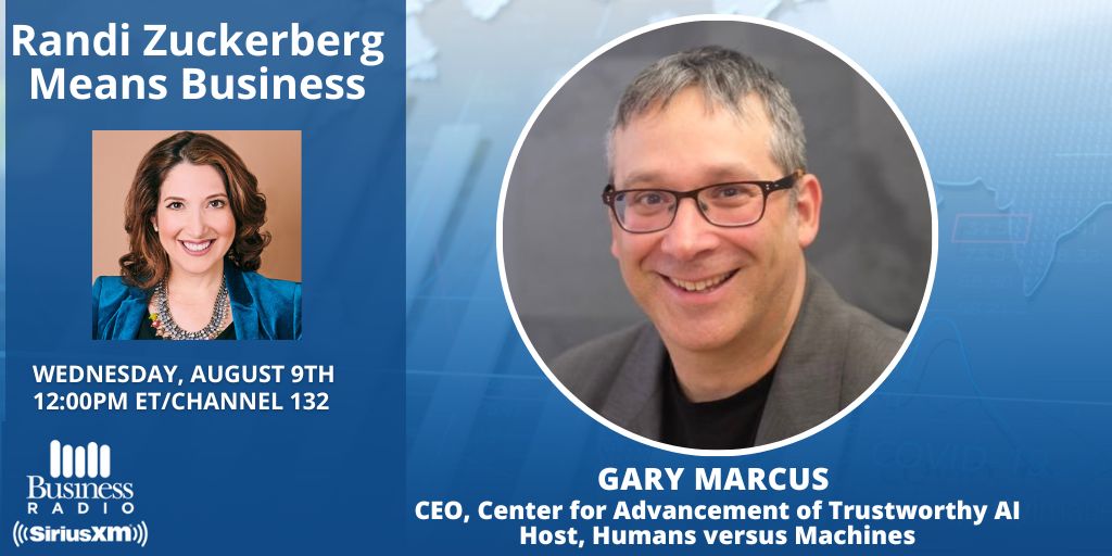 🤖 Thrilled to have @GaryMarcus LIVE on #SiriusXM132! Get ready for a deep dive into the world of Artificial Intelligence - from breakthroughs to potential pitfalls.

🔍 Are the rewards worth the risks?
