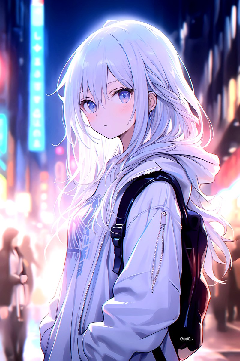 stella221125's tweet photo. 銀髪少女と夜の都市
#AIart #AIイラスト #AIイラスト好きさんと繋がりたい #AI術師さんと繋がりたい #nijijourney https://t.co/BUZsBfqirH