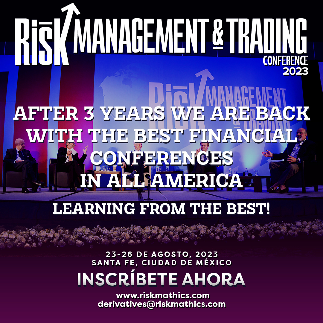RiskMathicsFI's tweet photo. ITS GOOD TO BE BACK!!!
📍Santa Fe, CDMX
🗓️ 23-26 AGOSTO 2023
🖥️ https://t.co/GgmPz5oTyr
🌐 REGISTRO e INSCRIPCIONES https://t.co/BfPT7SPY1t
derivatives@riskmathics.com
#risk #riskmathics #riskmanagement #KeepYourHungerForKnowledge #RMTC2023 https://t.co/1G43Sn3HgE