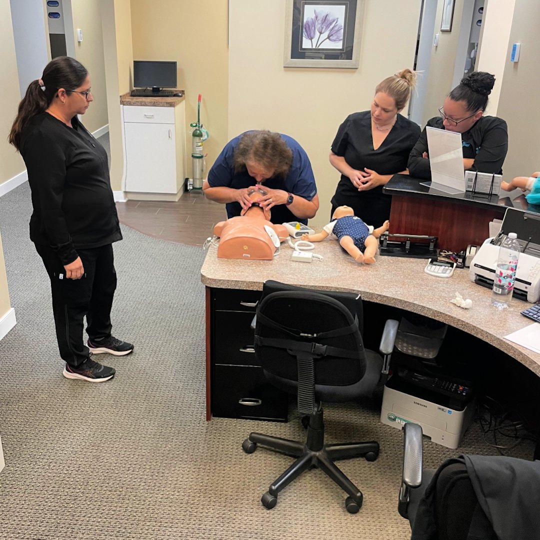 At Smiles of Winter Haven, we take patient safety to heart 💙 That's why our dedicated dental team is always striving to enhance our skills and knowledge. We recently completed our yearly CPR training refresher to ensure we're prepared to handle any situation that may arise.