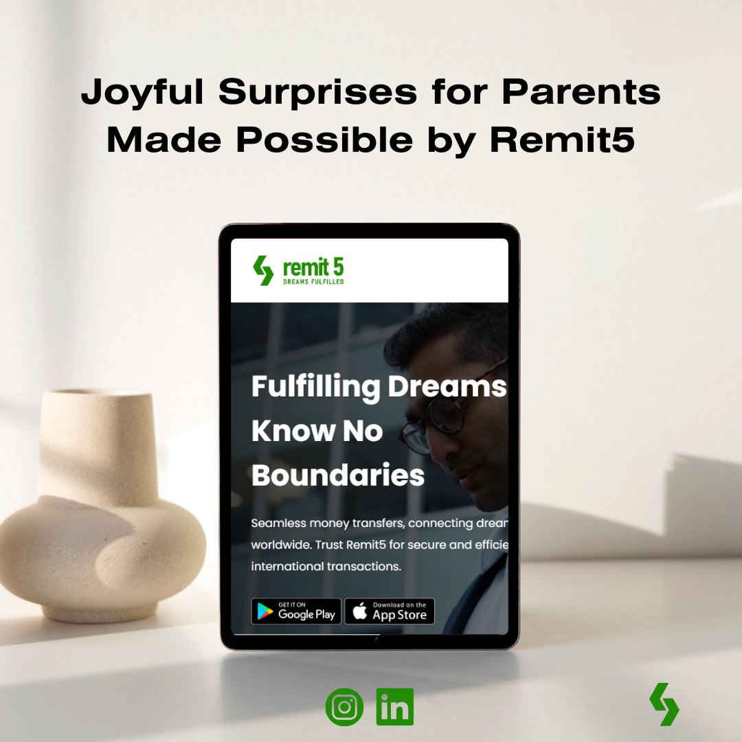 remitfive's tweet photo. Surprise your parents living far away by sending them unexpected gifts, groceries, or funds for special occasions with Remit5! 🎊🛍️ No more waiting in long queues or dealing with complicated processes. Remit5 ensu💌 #Remit5 #JoyfulSurprises #CaringForParents https://t.co/Hbng6WsH5l