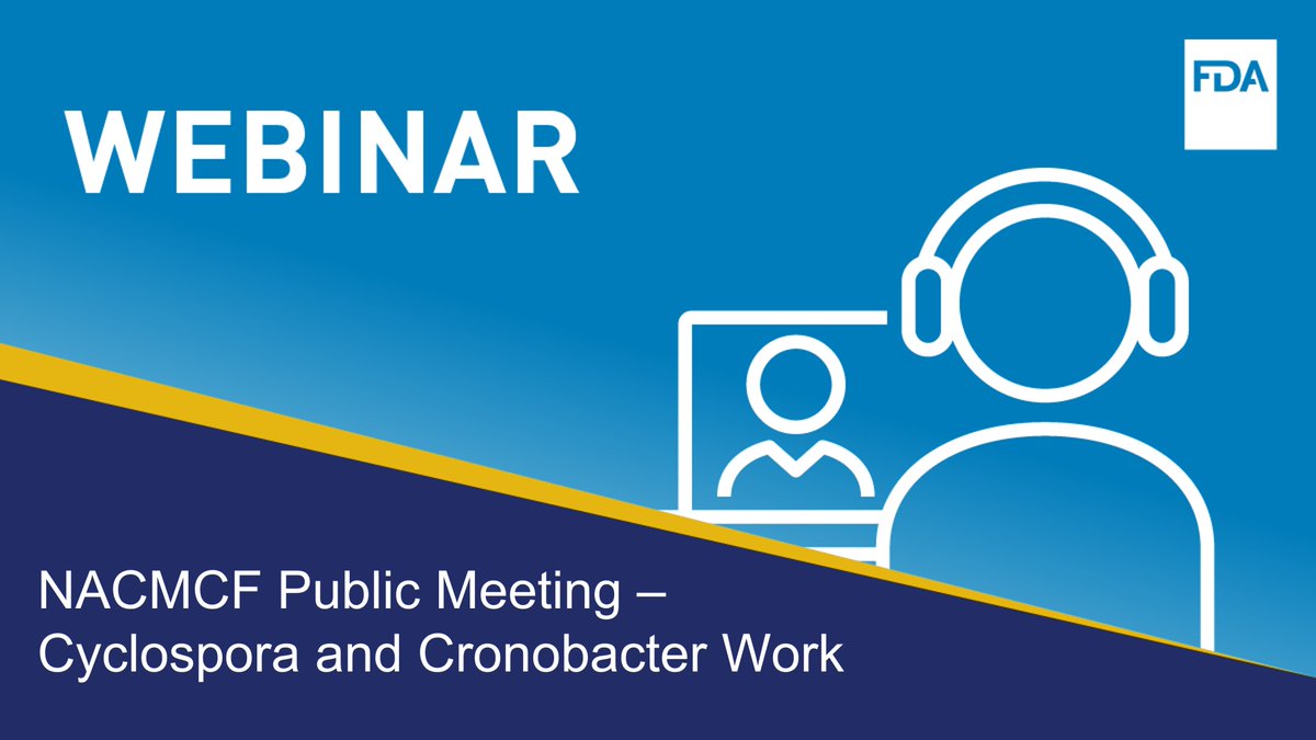 FDAfood's tweet photo. Register for the National Advisory Committee on Microbiological Criteria for Foods #NACMCF public meeting, August 30, 2023.
Discussion to adopt report on Cyclospora cayetanensis in produce plus update on the Cronobacter spp. in powdered infant formula.
https://t.co/RIixZsPEWD https://t.co/o8mSVW7UMT