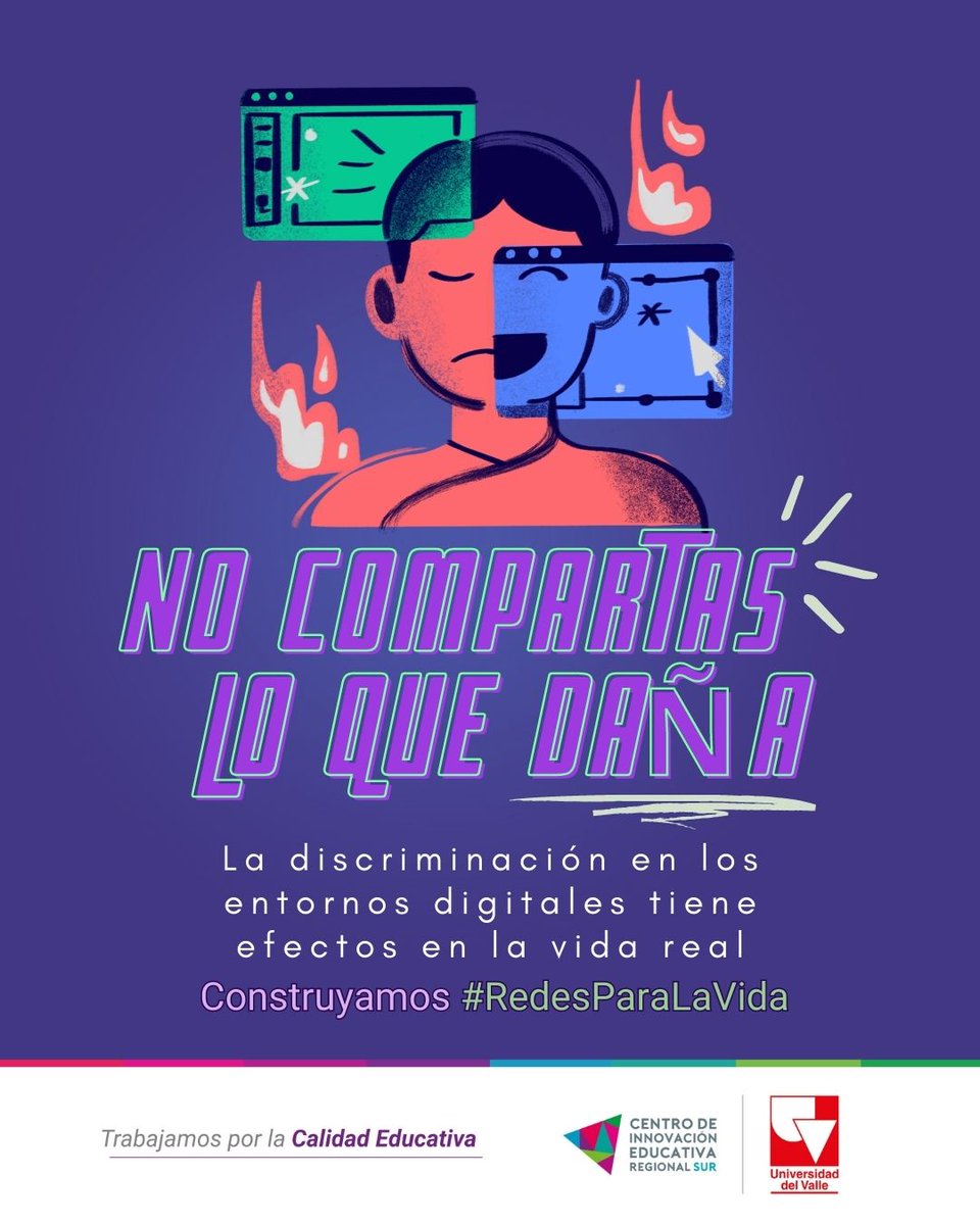 CIER_Sur's tweet photo. 🫂Construyamos #RedesParaLaVida: antes de compartir y difundir información en internet pregúntate si tus mensajes pueden afectar la imagen de una persona o una comunidad o reproducen estereotipos que fomentan la discriminación. 
Viralicemos sólo el respeto y la solidaridad. https://t.co/NDkEoQJFNe