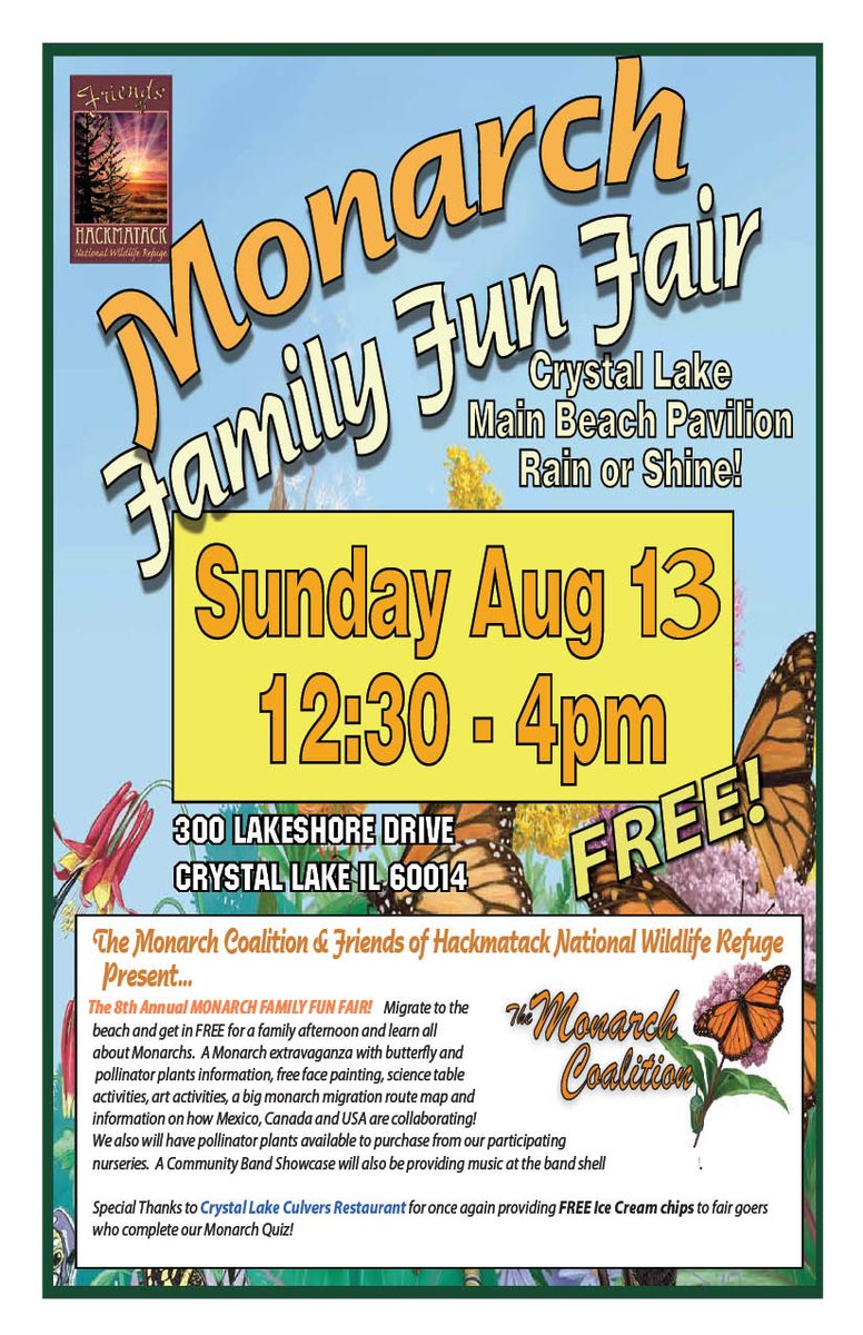 On Sunday! Family Fun! Monarchs &amp; butterflies galore!🦋 Learn how you can help them and other pollinators🐝🦇 by growing beautiful native drought-tolerant plants.🌻 Face painting and student art. 🎨Free access to the beach and music at the bandshell too!🏖️🎶🎺