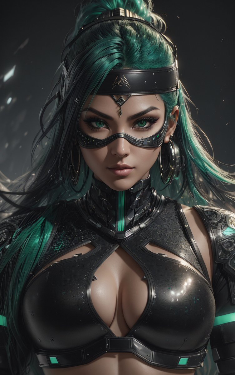 TealaVida's tweet photo. In the digital twilight, a green-haired cyber ninja assassin prowled, swift and silent. Her neon blades glinted with deadly precision, a shadowy savior of justice in the world's darkest corners.
#CyberNinjaAI by @libriAI
Congrats on18k!
#AIgirl #AIart https://t.co/hkjdqRL69U
