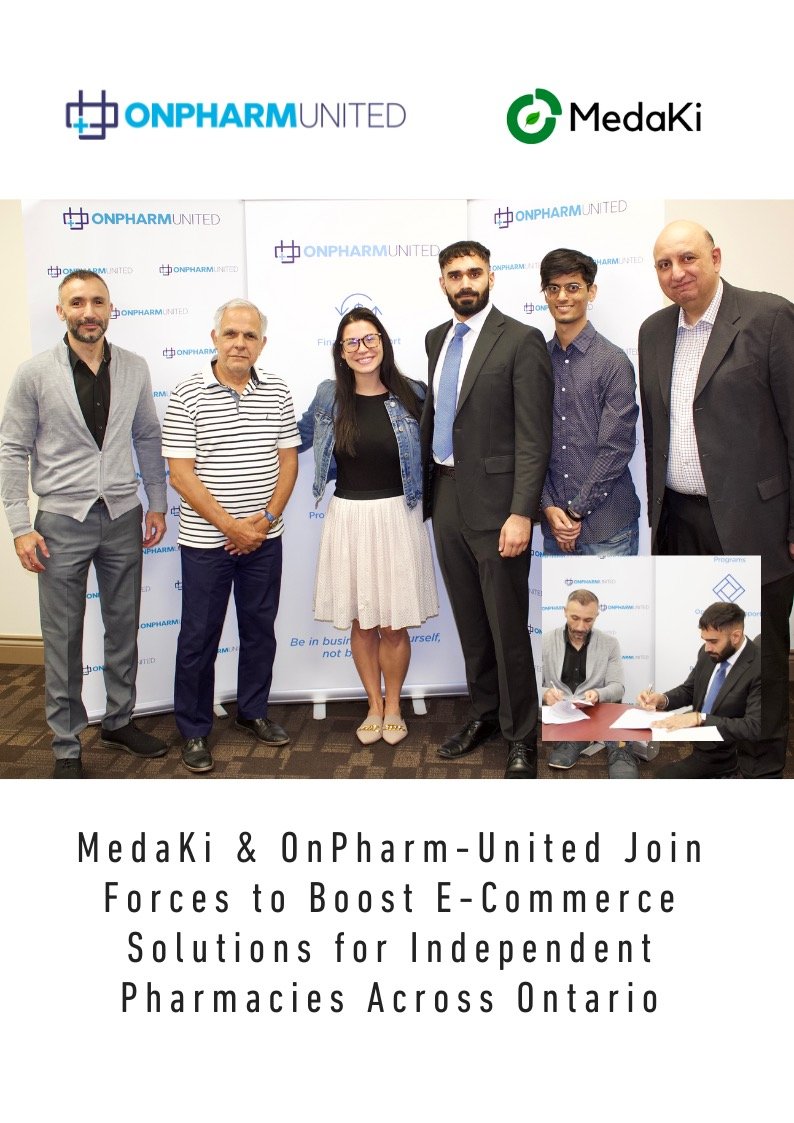 🎉 Exciting news!

MedaKi is teaming up with OnPharm-United, amplifying the digital presence of over 600 independent pharmacies in Ontario!

This collaboration symbolizes confidence in MedaKi's seamless digital solutions.
