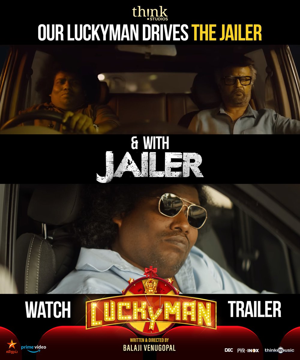 BalajeSaar (@balajesaar) on Twitter photo Yayyy! Double Dose of Excitement awaits - Catch the #Luckyman Exclusive Trailer Premiering alongside with #Jailer, from Tommorrow!
#AlapparaKelapparom
#LuckyManFromSep01
<a href="/iYogiBabu/">Yogi Babu</a> <a href="/ThinkStudiosInd/">Think Studios</a> <a href="/balajesaar/">BalajeSaar</a> <a href="/ActorVeeraBahu/">Actor Veera</a> <a href="/actorabdool_lee/">Abdool Lee</a>
<a href="/RaichalRabecca/">Raichal rabecca</a> Yayyy! Double Dose of Excitement awaits - Catch the #Luckyman Exclusive Trailer Premiering alongside with #Jailer, from Tommorrow!
#AlapparaKelapparom
#LuckyManFromSep01
<a href="/iYogiBabu/">Yogi Babu</a> <a href="/ThinkStudiosInd/">Think Studios</a> <a href="/balajesaar/">BalajeSaar</a> <a href="/ActorVeeraBahu/">Actor Veera</a> <a href="/actorabdool_lee/">Abdool Lee</a>
<a href="/RaichalRabecca/">Raichal rabecca</a>