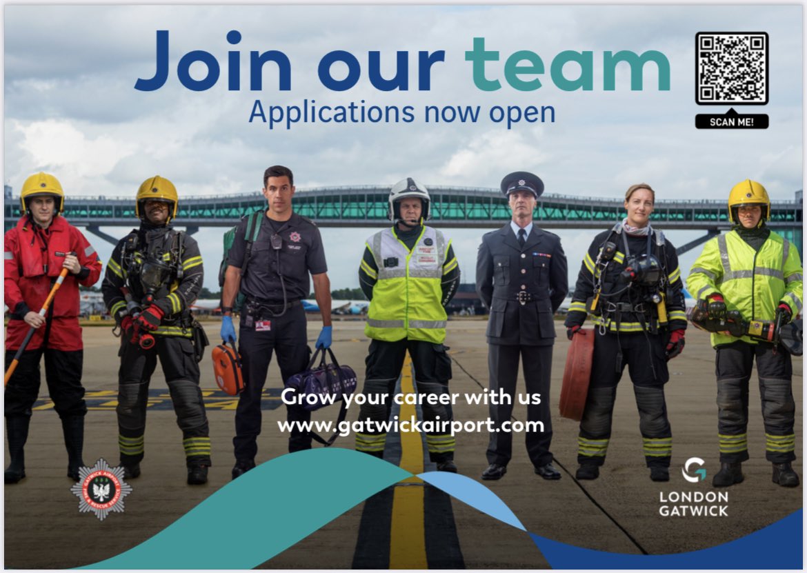 GatwickFRS's tweet photo. Would you like to join our team…? 

This week Gatwick Airport Fire &amp; Rescue Service opened its latest recruitment process to enable us to create a pool of candidates for future vacancies. 

Candidates are not required to have had previous Fire &amp; Rescue Experience to apply. https://t.co/mx4mlHl51b