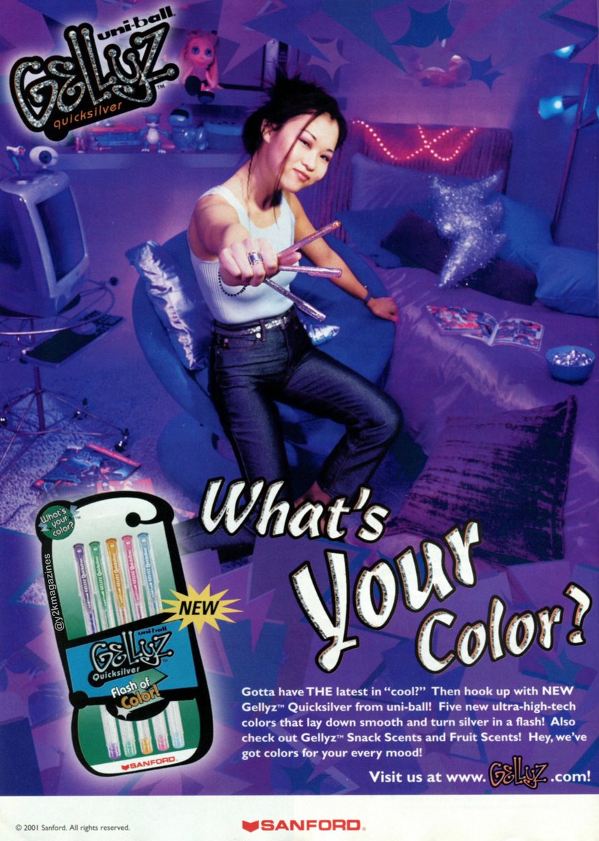 y2kmagazines's tweet photo. Uni-Ball Gellyz ads (2000-2001) https://t.co/K0ALXkVdKM