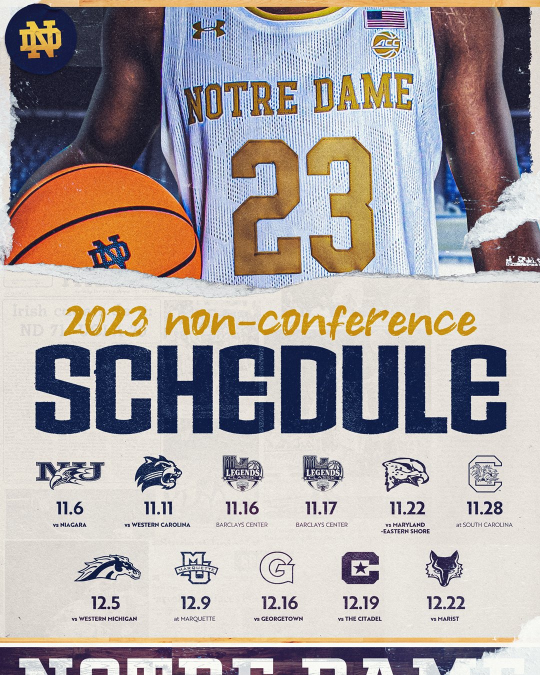 Notre dame basketball schedule discount