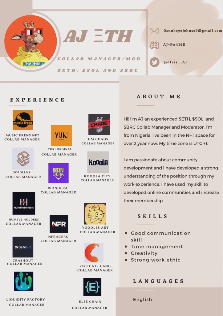Heis__AJ's tweet photo. Back to the grind โ๏ธ
Dm ๐ฅ to hire an experienced and quality Collab manager
#defijob #nft #sei #sol #eth #brc20 #web3job #polygon https://t.co/Ce7a10u6lR