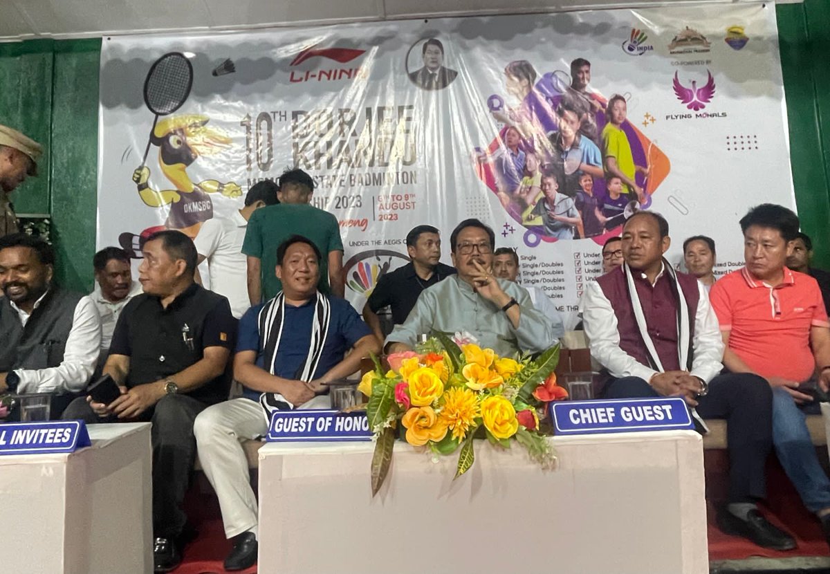 TseringTashis's tweet photo. Elated to have attended the 10th Dorjee Khandu Memorial Sate Badminton championship at Officers' Club Seppa along with Hon'ble DCM Shri @ChownaMeinBJP Ji, in the august presence of Hon'ble Minister Youth Affairs &amp; Sports Shri @NatungMama Ji and Legislatures of East Kameng Dist. https://t.co/c5v0VBal7h