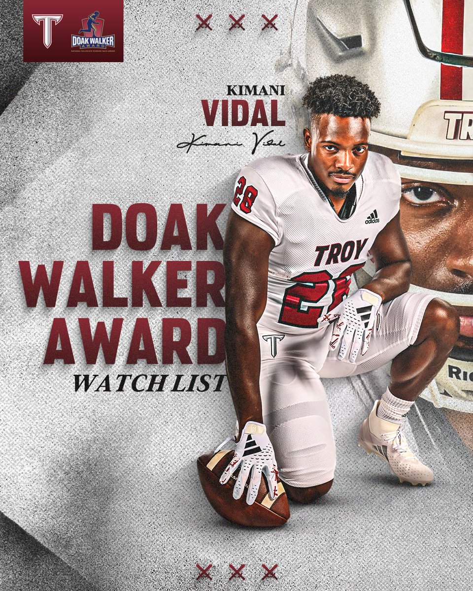 Kimani Vidal lands on the Doak Walker Watch List coming off an 1,100-yard, 10 TD season.

#RiseToBuild | #OneTROY ⚔️🏈