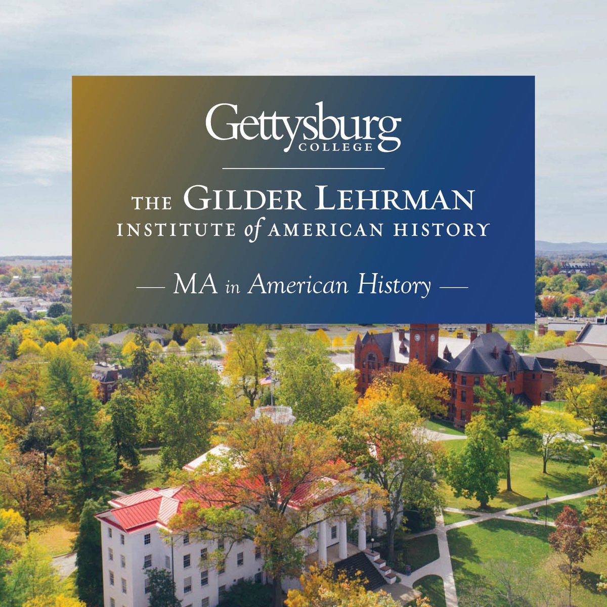 Are you applying to or currently enrolled in the @gettysburg–@Gilder_Lehrman MA in American History? Take advantage of scholarship opportunities for new and returning students! Scholarship applications for Fall 2023 are due August 29. Learn more: ow.ly/6xYV50Pw2B9