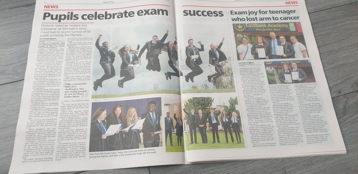 _paulinec74's tweet photo. @castlemilk_high super results for pupils featured in @Glasgow_Times today, such a great school with fantastic staff who encourage and support the incredible young people who attend . Well Done 👏 https://t.co/oSomUnVENZ