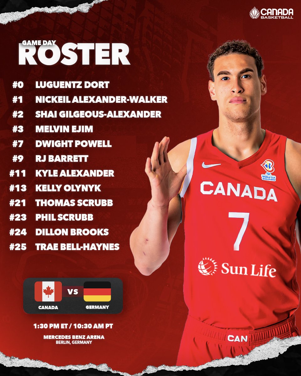 Here we go 🇨🇦 One hour from tip-off vs. Germany in Canada's first exhibition game ahead of the @FIBAWC #FIBAWC | #OneTeam