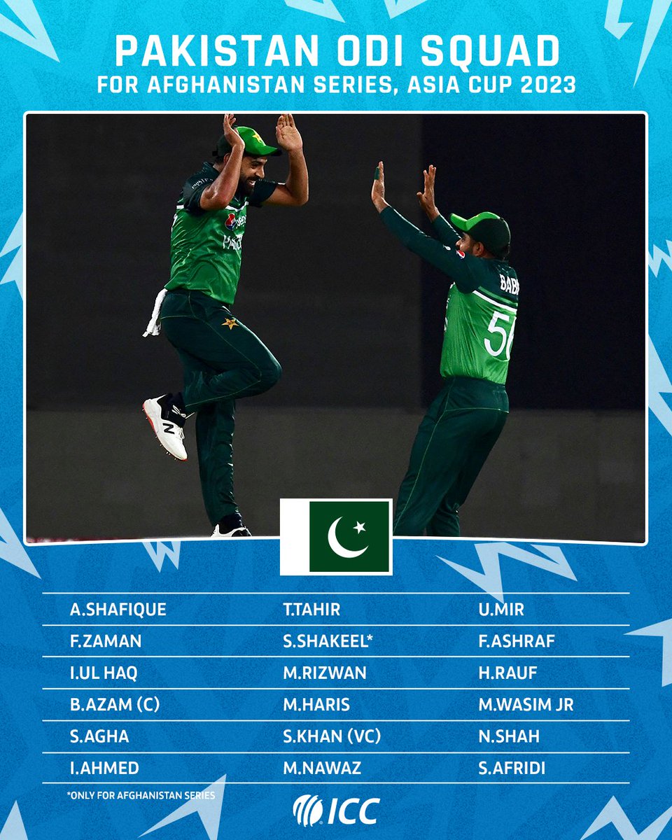 ICC's tweet photo. Pakistan have named a strong squad for the Asia Cup and Afghanistan series 💪

More 👉 https://t.co/gJsKOcQKR1 https://t.co/0B1z1v9U00