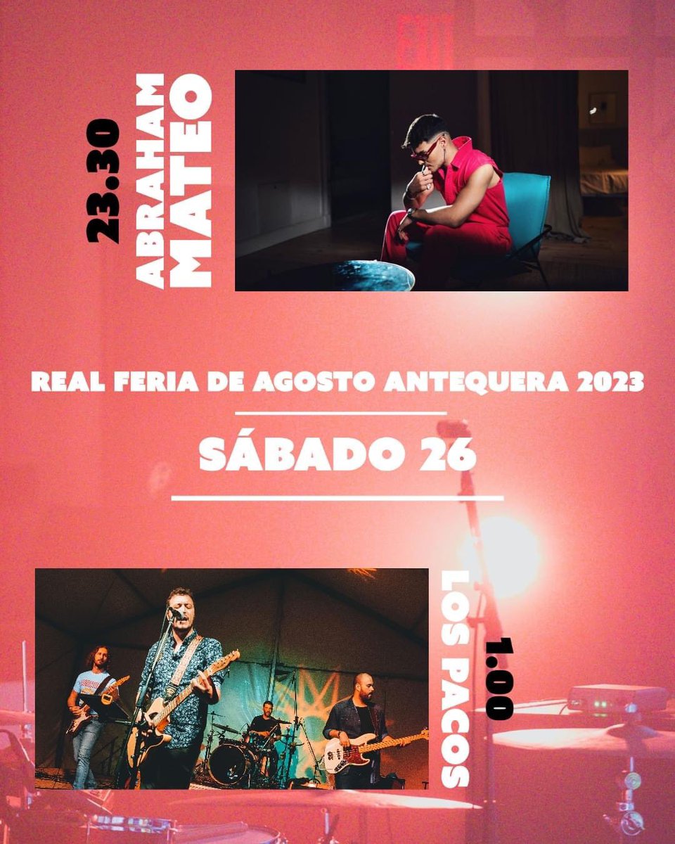 ¡Volvemos a la 𝐑𝐞𝐚𝐥 𝐅𝐞𝐫𝐢𝐚 𝐝𝐞 𝐀𝐠𝐨𝐬𝐭𝐨 𝐝𝐞 #𝐀𝐧𝐭𝐞𝐪𝐮𝐞𝐫𝐚!

El sábado 26, después del concierto de <a href="/AbrahamMateo/">Abraham Mateo</a>, estaremos en la Caseta Municipal como cada año para liarla un poquito.

Muy agradecidos al <a href="/AytoAntequera/">Ayuntamiento de Antequera</a> por contar un año más con nosotros.
