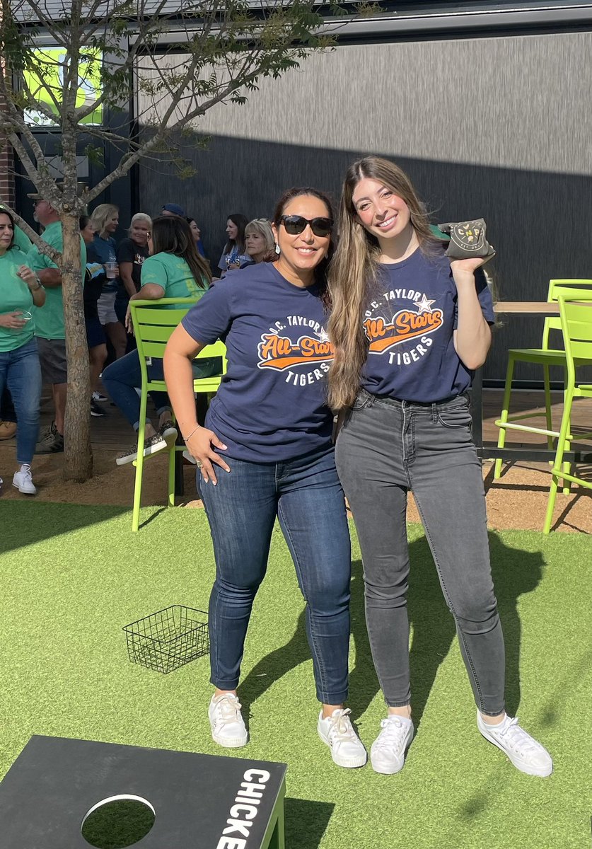 PreK and ECSE owning corn hole at Chicken and Pickle! Thanks to all donors for a great start to 23-24! #octallstars