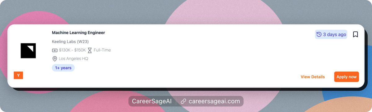 ne_creator's tweet photo. YC backed company, Keeling Labs (W23) is hiring a Machine Learning Engineer in a full-time role.
💵$130k - $150k
🗺️ Los Angeles HQ
Apply here today -> https://t.co/BYBY0zAwkV https://t.co/bAUuQ6vVLN