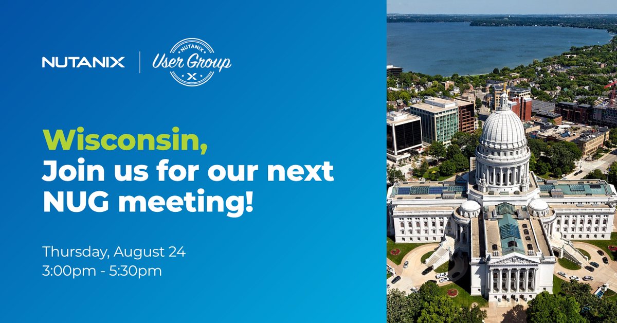 WI_Nug's tweet photo. #winug #NUG #Nutanix The Wisconsin NUG team is hosting an in-person meeting on Thursday, August 24 sponsored by HYCU!

*Nutanix Central
*Technical Deep Dive
*HYCU &amp; Nutanix
*Nutanix Customer Story

Great Dane Brewing Company East, Madison, WI

Sign up:
https://t.co/nSSeHI31mp https://t.co/Hc0CwSPtUa