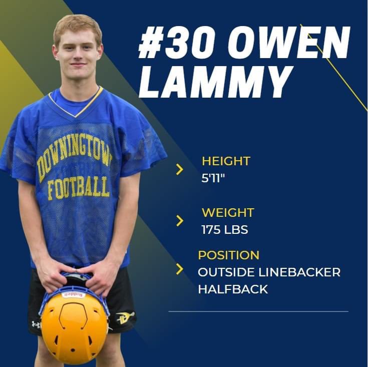 DTownFball's tweet photo. 30 DAYS OF SENIORS | 
#30 Owen Lammy💙💛 https://t.co/xLKVpqTvM0