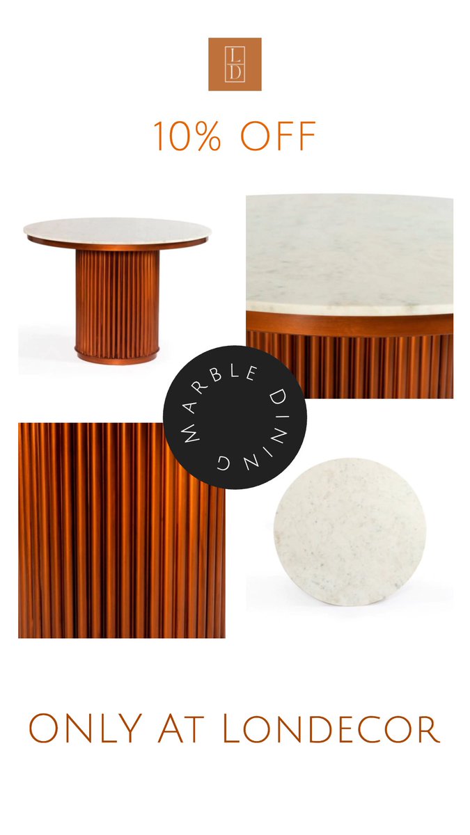 londecor's tweet image. Elevate your dining space with our Metal and Marble Dining Table. Crafted for sophistication and durability. Enjoy 10% off now! #Londecor #HomeElegance #DiningUpgrade