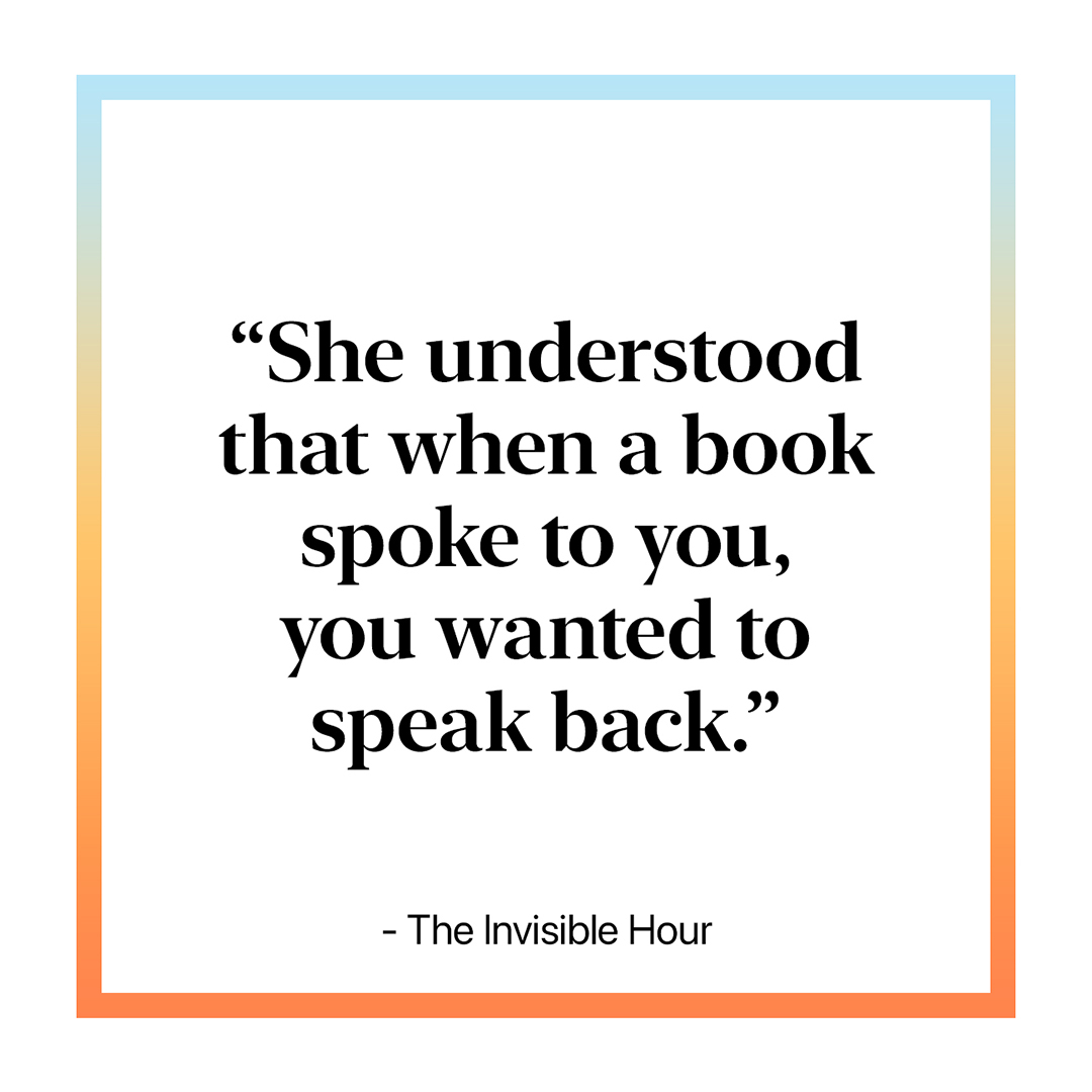 AppleBooks's tweet photo. Happy #NationalBookLoversDay ❤️📚

We love this quote from @ahoffmanwriter's upcoming novel The Invisible Hour. What book has spoken to you lately? https://t.co/Bhtsy7AUqO