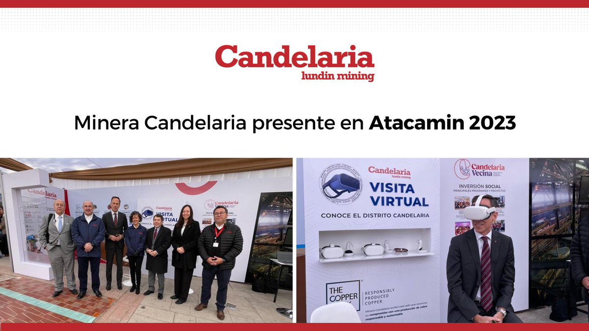CCMCandelaria's tweet photo. Minera Candelaria presente en Atacamin 2023. Nuestro estand fue visitado por el embajador de Canadá, Michael Gort y el Seremi de Minería de Atacama, Carlos Ulloa, entre otras autoridades.
#Atacamin2023 #VisitaVirtual #AgostomesdelaMineria #MineraCandelaria #DistritoCandelaria https://t.co/xb05szInFY