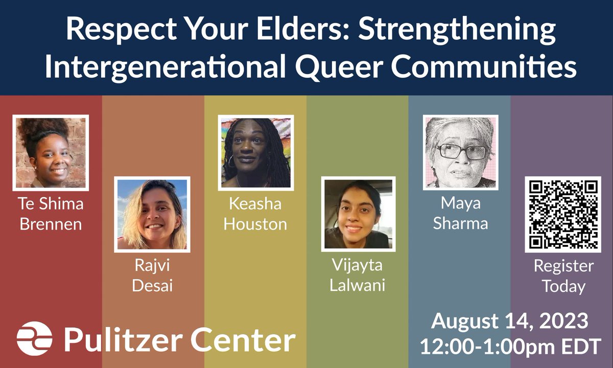 Join Fellows <a href="/TeShimaBrennen/">Te Shima Brennen</a> and <a href="/rajviedesai/">Rajvi Desai</a>, grantee <a href="/VijaytaL/">Vijayta Lalwani</a>, and activists Maya Sharma and Keasha Houston on a discussion about community and support across generations of queer people.

“Our life spans are so different.”

Learn more and register now! bit.ly/3rUjhcV