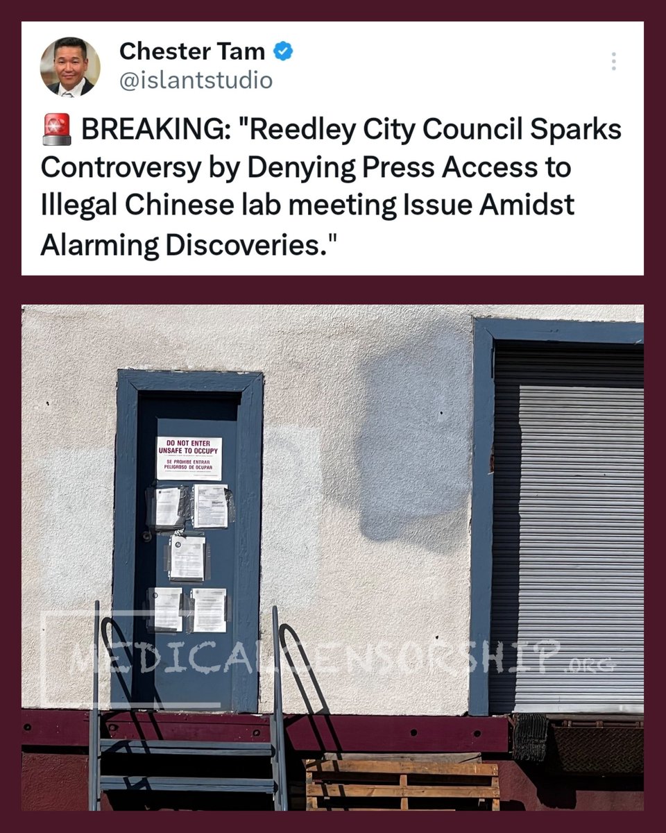 JustTHATJenn's tweet photo. ☣️ An interesting update regarding the unauthorized #ChineseOwnedBioLab in #ReedleyCA, thanks to @islantstudio (@carolina_bonita - pics)
https://t.co/XvyvN7pMbo
@GavinNewsom #ChineseLab #ChineseCovidLab #MillionDollarMice #COVID #California #Reedley #PPPloans #taxcredits #GavinNewsom #CCP #PrestigeBiotech #PBI #UniversalMeditech #UMI