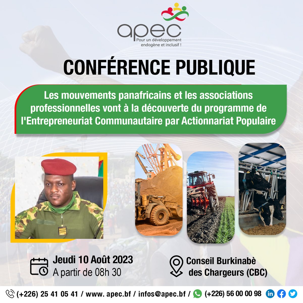 APECBurkina's tweet photo. Rendez-vous demain 10 août 2023 à partir de 10h 00 dans la salle de conférence du Conseil Burkinabè des Chargeurs (CBC) pour une conférence publique avec les mouvements panafricains et les associations professionnelles.
#BurkinaFaso #Lwili #DM_APEC https://t.co/D488PJm2eG