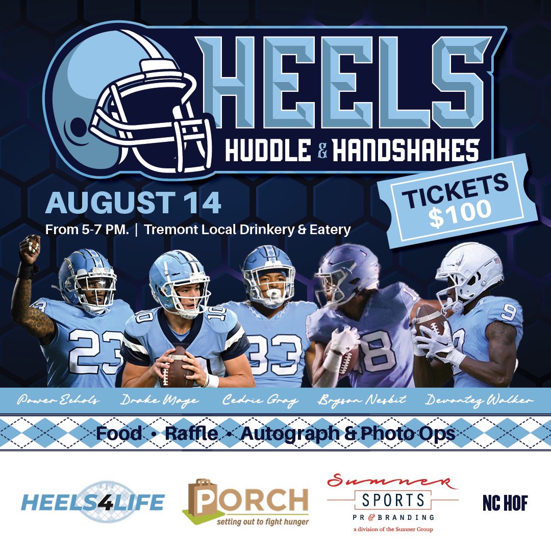One week! Charlotte Tar Heels! Come meet me and a few of my teammates! Enjoy music, autographs, BBQ meal, and raffles that include tickets to our season opener against S Carolina! Proceeds go to @PORCHNC for their food bank efforts. Purchase here: carolinabarnstorming.com
