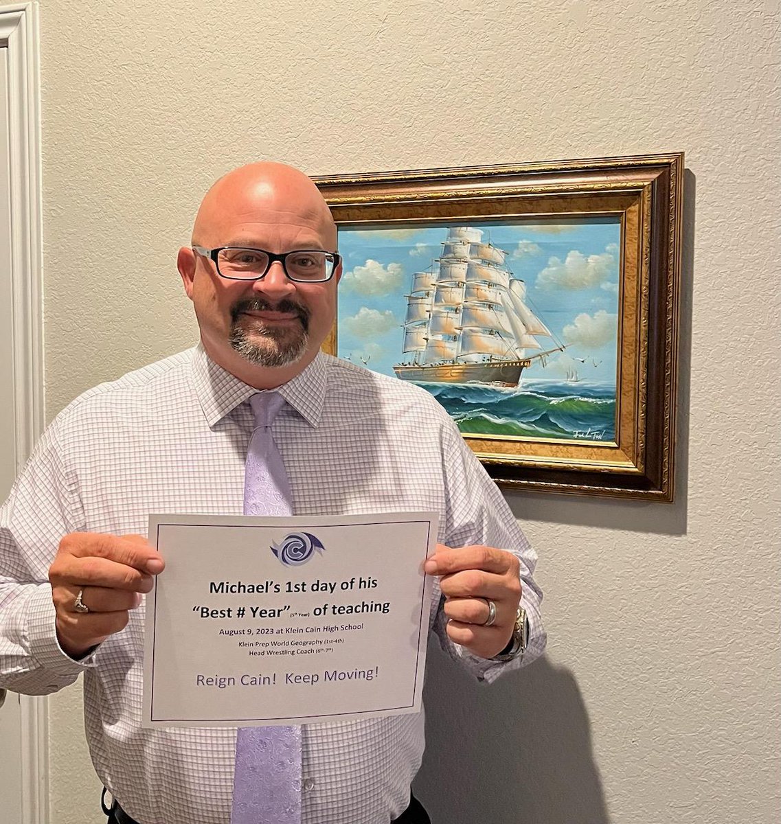 Just one of the many outstanding people <a href="/KleinISD/">Klein ISD</a> starting their first day of the year! Go Mr. Hamilton!