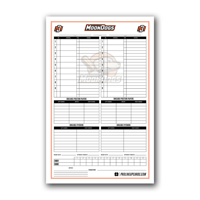 Love these Dugout Charts for the Mankato MoonDogs! Customize yours today at ProLineupCards.com