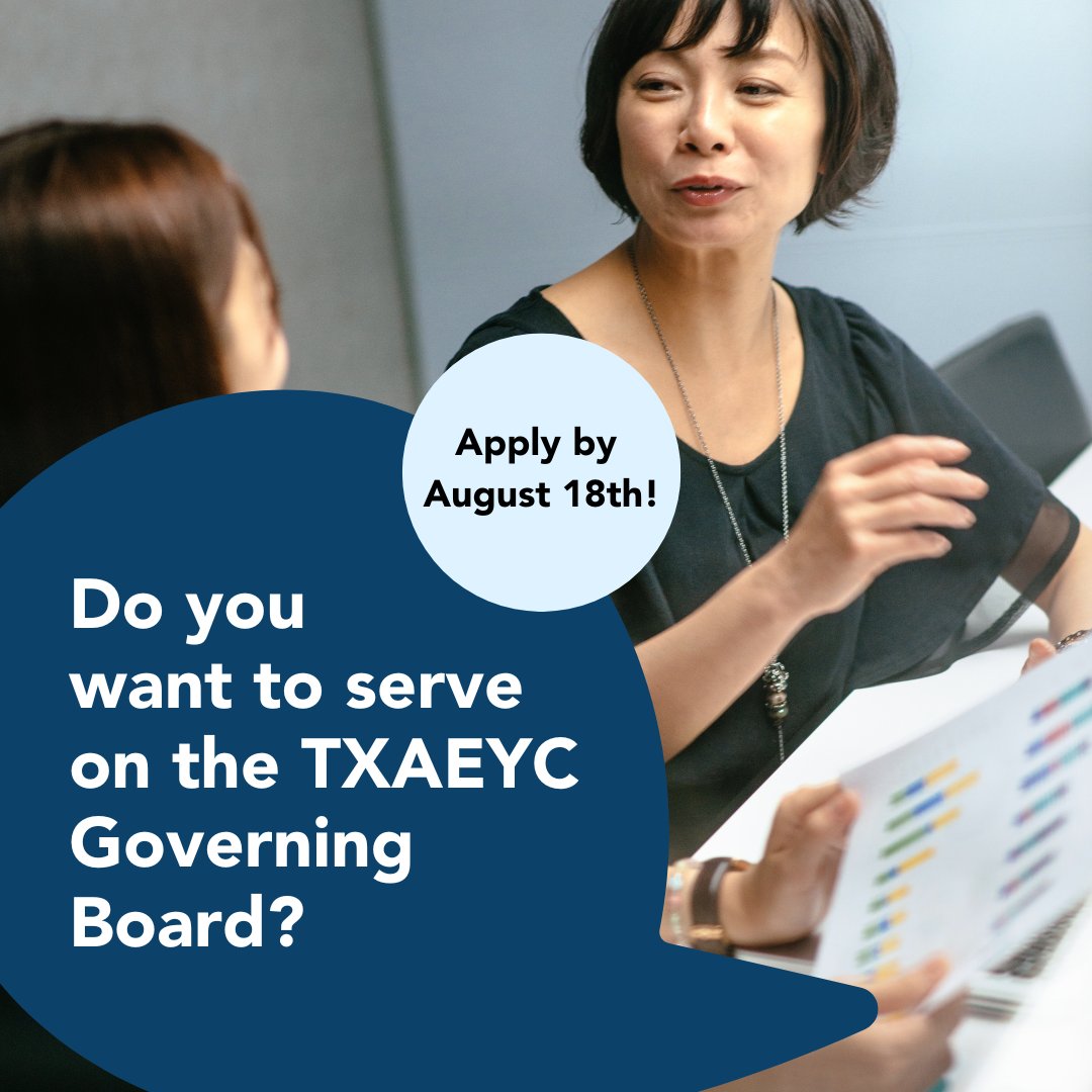 TXAEYC is seeking applicants for leadership positions on its Governing Board! If you are TXAEYC Member passionate about Early Childhood Education, we encourage you to apply. Visit buff.ly/47fL0F1 to learn more.