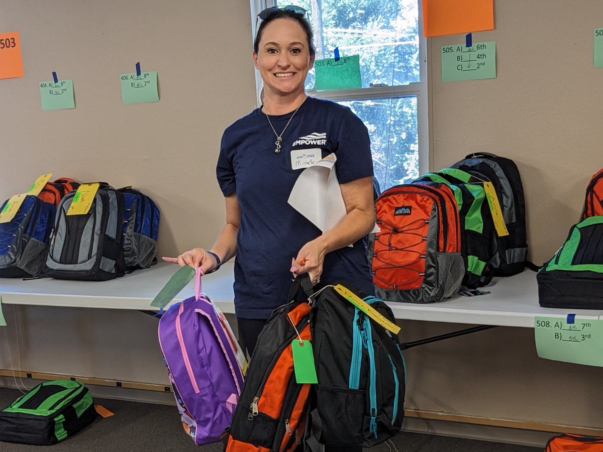 EmpowerToday's tweet photo. Talk about giving back! Empower volunteers worked with @IFCSColorado to distribute 256 backpacks and produce bags to students headed back to school. Thanks to their hard work, the students are ready to start the year and their families have access to fresh produce! #EmpowerACTs https://t.co/FBQqqsJbZV