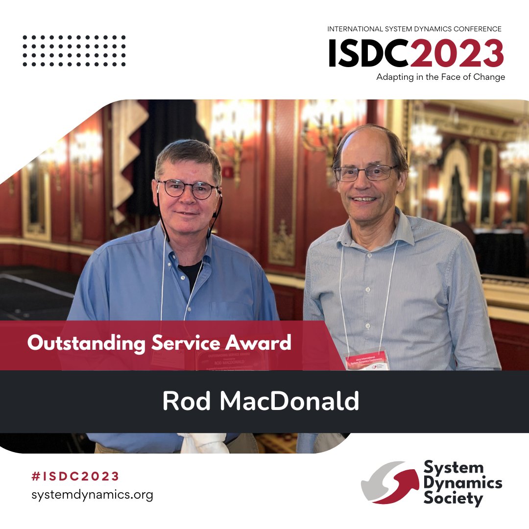 systemdynamics_'s tweet image. Join us in congratulating Rod MacDonald of @JMU for being recognized for his outstanding service and exceptional contributions to the Society. 🙌🏻

🔗 About the Outstanding Community Service Award: ow.ly/ToFb50PvWCq

#SystemDynamics #systemsthinking #ISDC2023