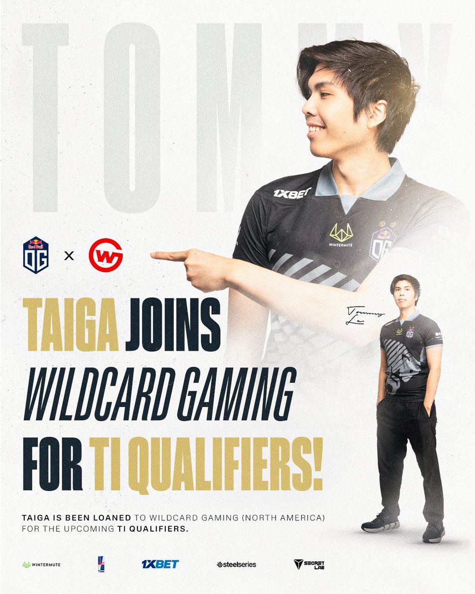 Taiga has been loaned to @Wildcard_GG for TI 12 qualifiers. Good luck brother, see you in Seattle 🤞