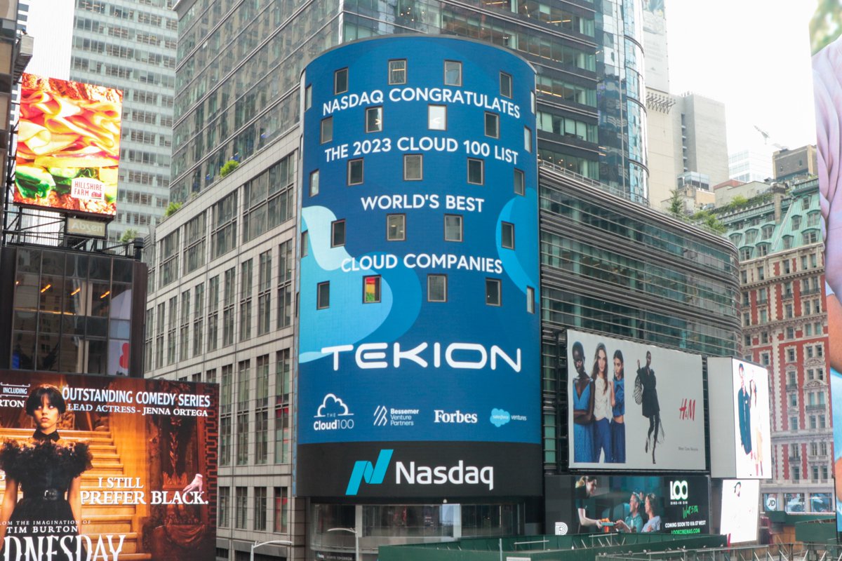 tekioncorp's tweet photo. Proud to see Tekion lighting up the Nasdaq tower! The Cloud 100 panel reviews hundreds of submissions each year, evaluating market leadership, estimated valuation, operating metrics and culture. Read more: https://t.co/mYHfcp0Frh
#Cloud100 #Nasdaq #AutomotiveRetail  @JayVijayan https://t.co/qEpekbMndA
