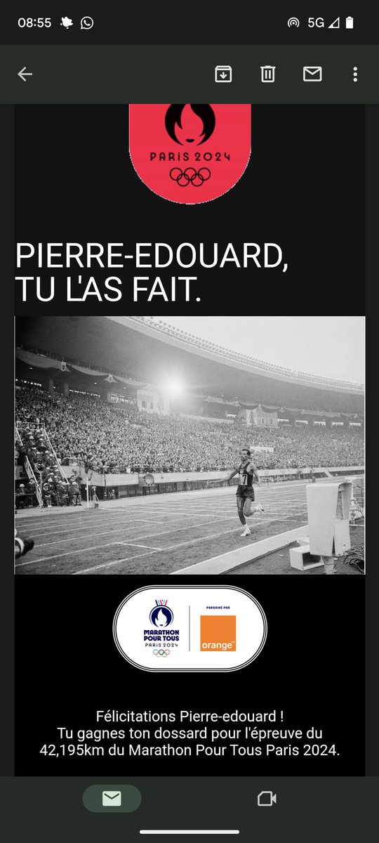 Je viens d'être sélectionne pour courir le marathon amateur des JO Paris 2024 !

Également, je candidate avec Coca-Cola, parrain officiel du Relais de la Flamme Olympique de Paris 2024
#PortonsLaMagieDeLaFlamme <a href="/cocacolafr/">Coca-Cola France</a>
<a href="/Paris2024/">Paris 2024</a>