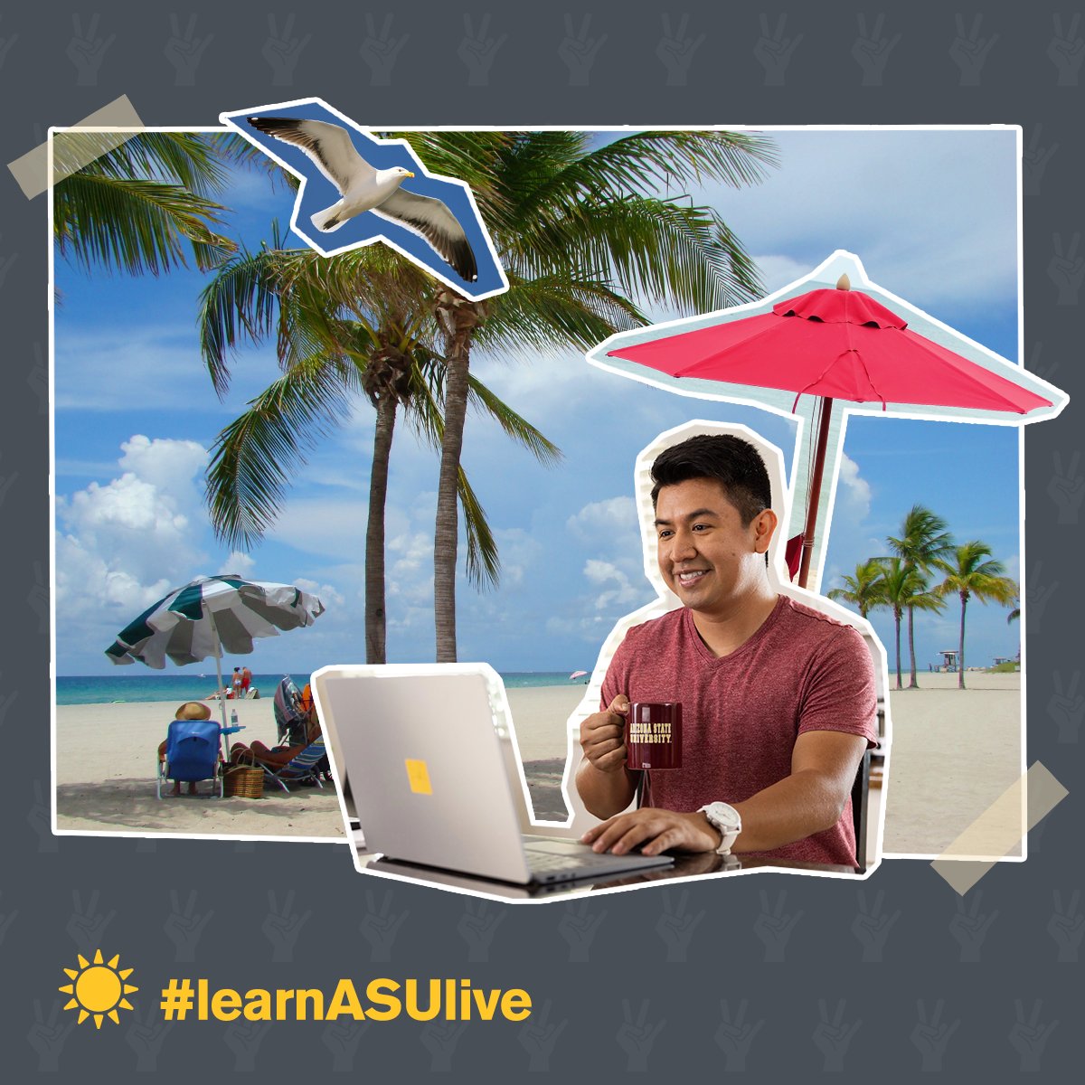 asuonline's tweet photo. #WorldDistanceLearningDay goals: Flexibility and accessibility make it possible to #learnASUlive from anywhere in the world! Where might we find you studying?#ASUOnline https://t.co/lTRMepqZc3