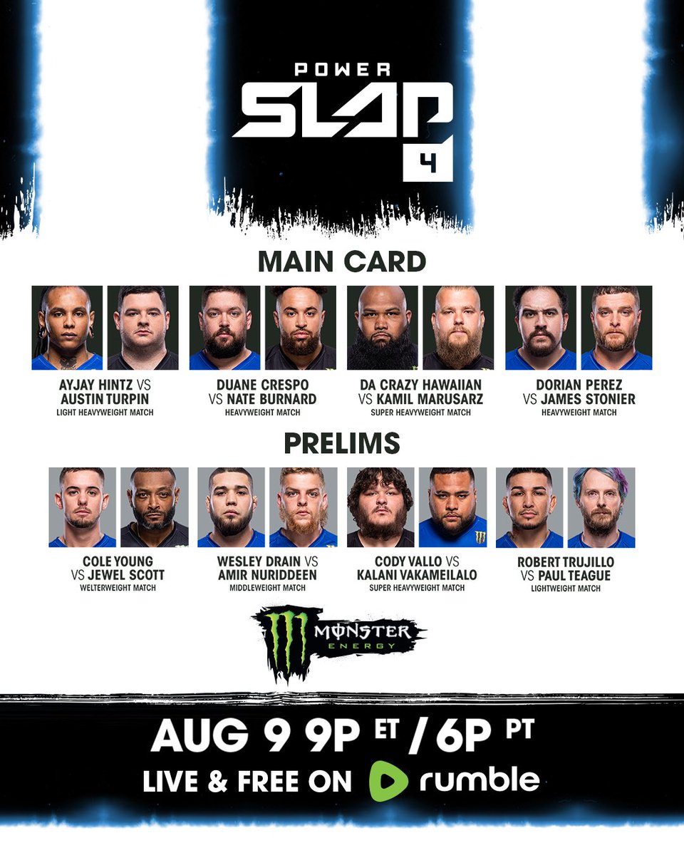 powerslap's tweet image. 🚨 #PowerSlap4 is TONIGHT 🚨 9pm ET/6pm PT, live and free on Rumble

rumble.com/v35tl72-power-…